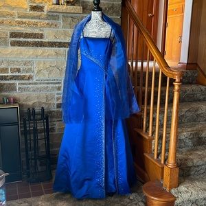Royal blue David’s Bridal Beaded formal dress size 2